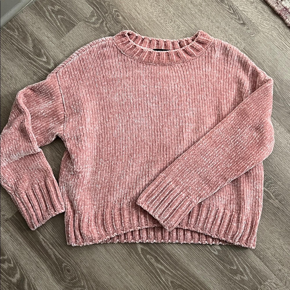 Anthropologie Chenille Sweater in Soft Pink